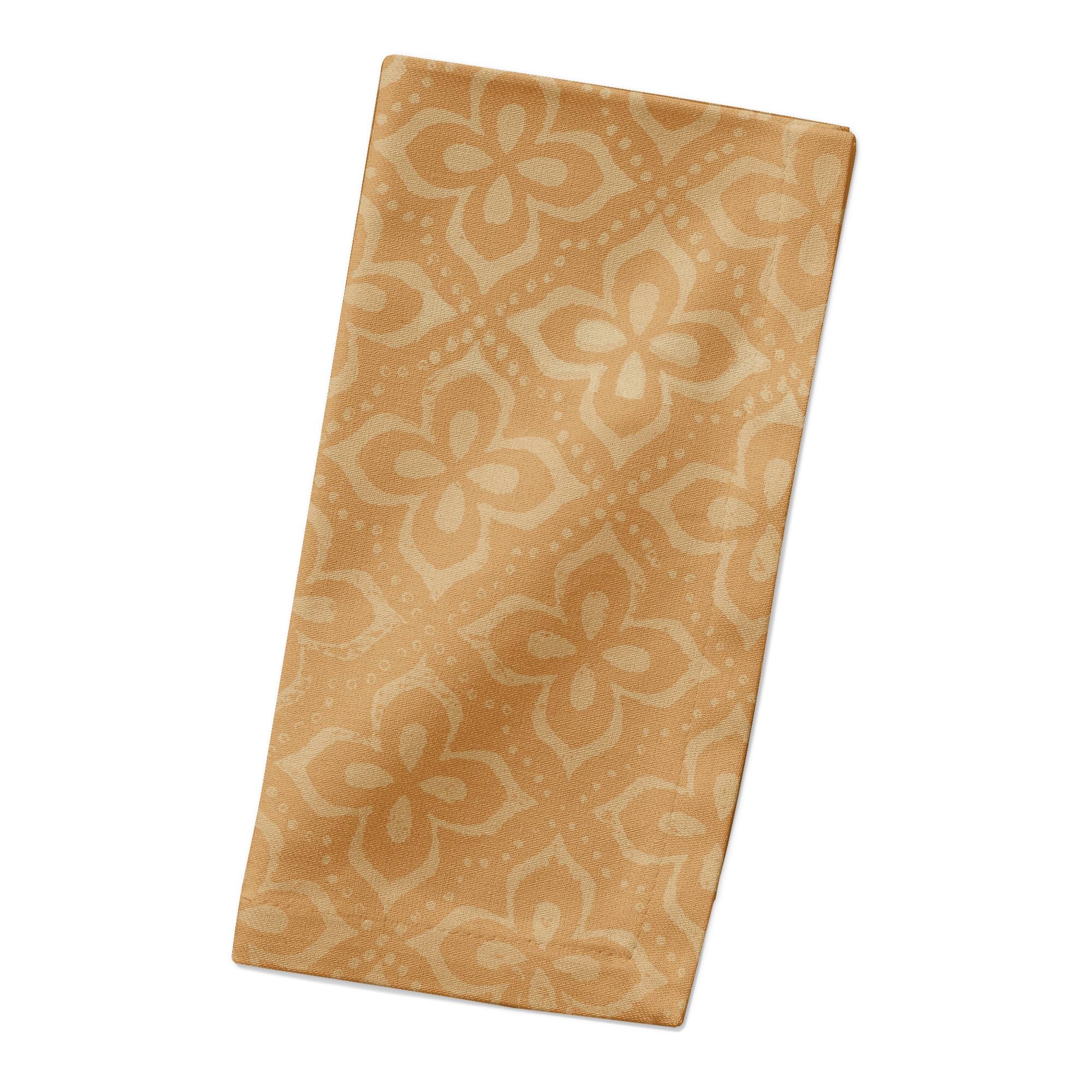 Yellow Medallion Pattern 10" x 10" Cotton Twill Napkin